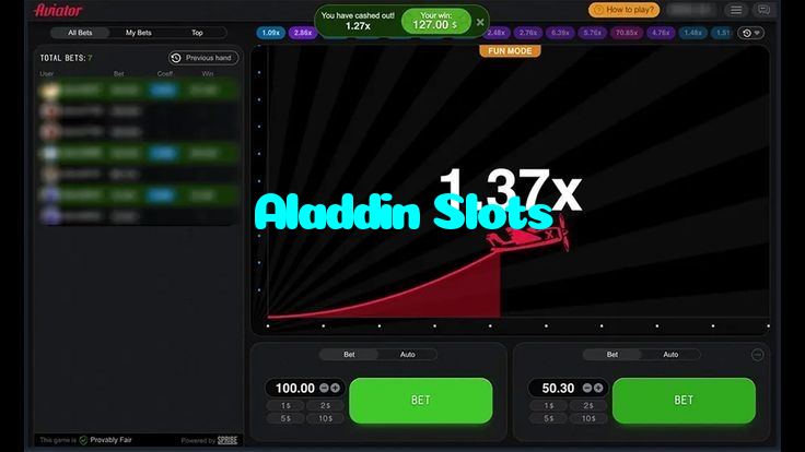 Aladdin Slots casino presented on mobile device in Pakistan with slots and live games